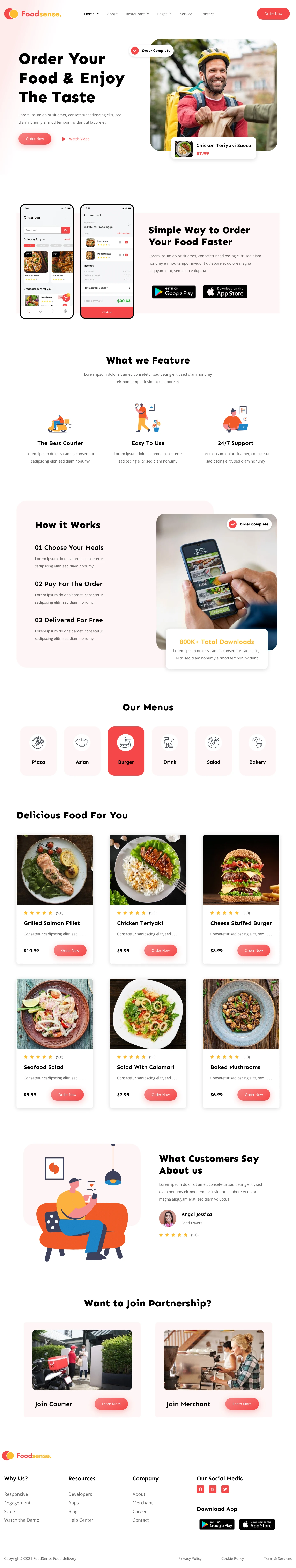Mẫu website landing page giao đồ ăn – FoodSense