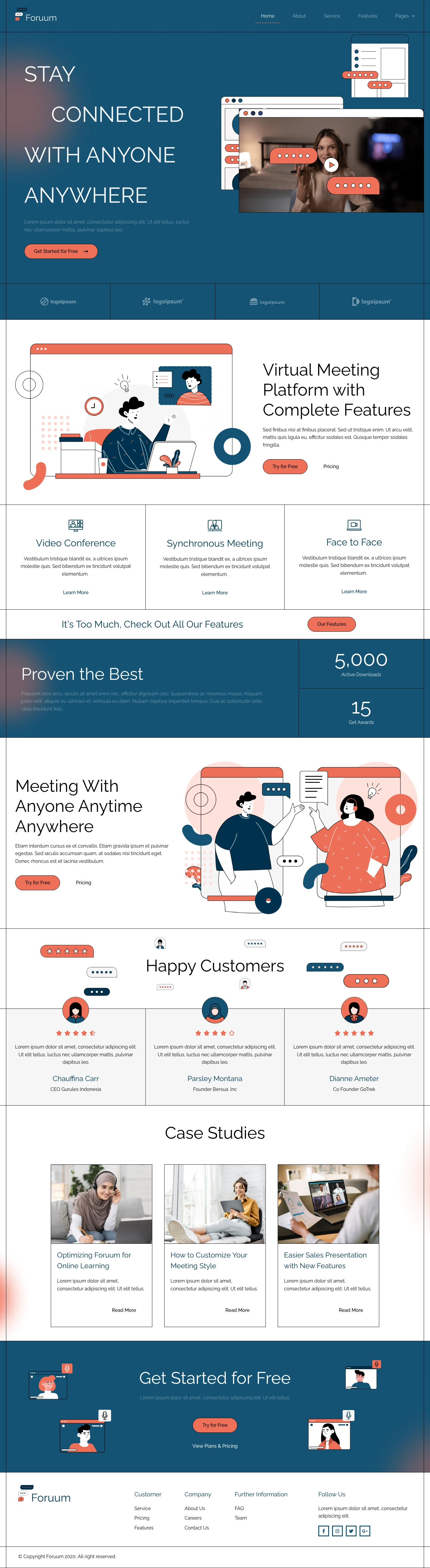 Mẫu website landing page họp trực tuyến – Foruum