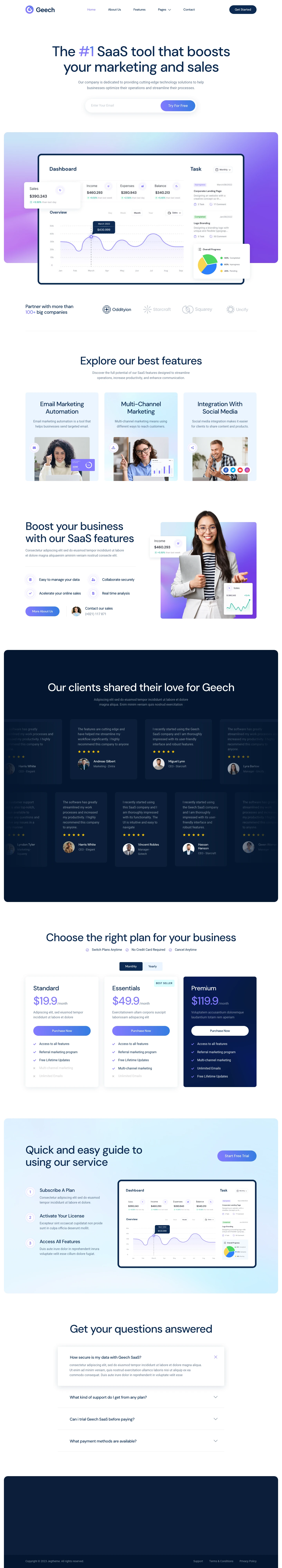 Mẫu website landing page phần mềm marketing – Geech