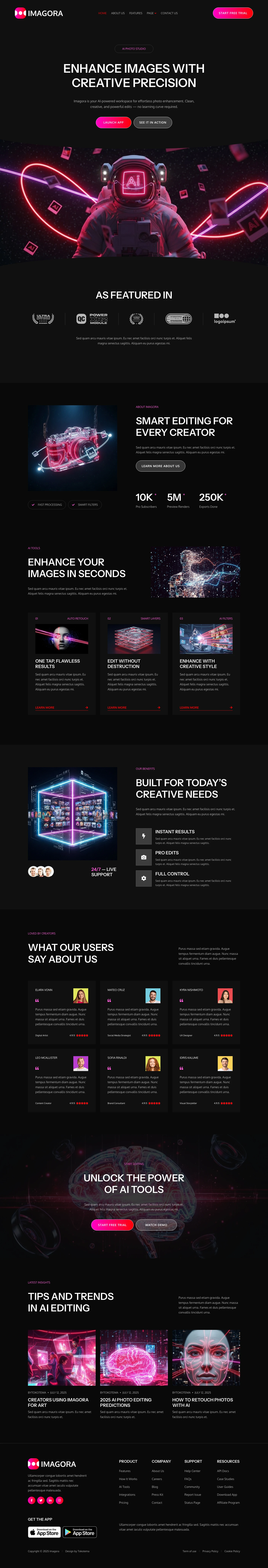 Mẫu website landing page AI chỉnh ảnh – Imagora