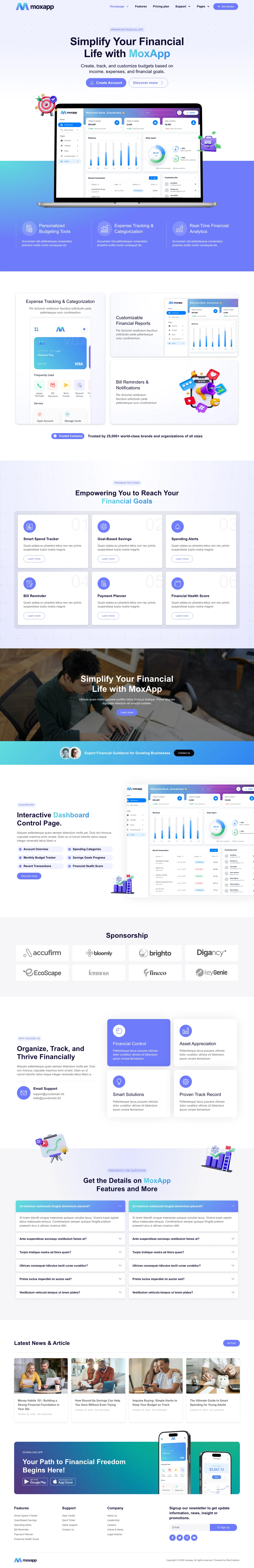 Mẫu website landing page ứng dụng tài chính – MoxApp