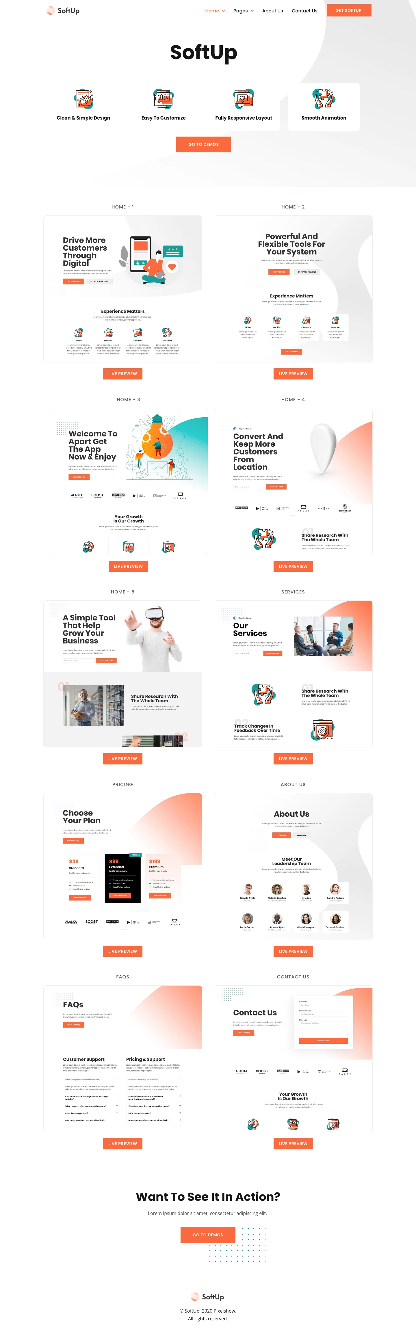 Mẫu website landing page phần mềm SaaS – SoftUp