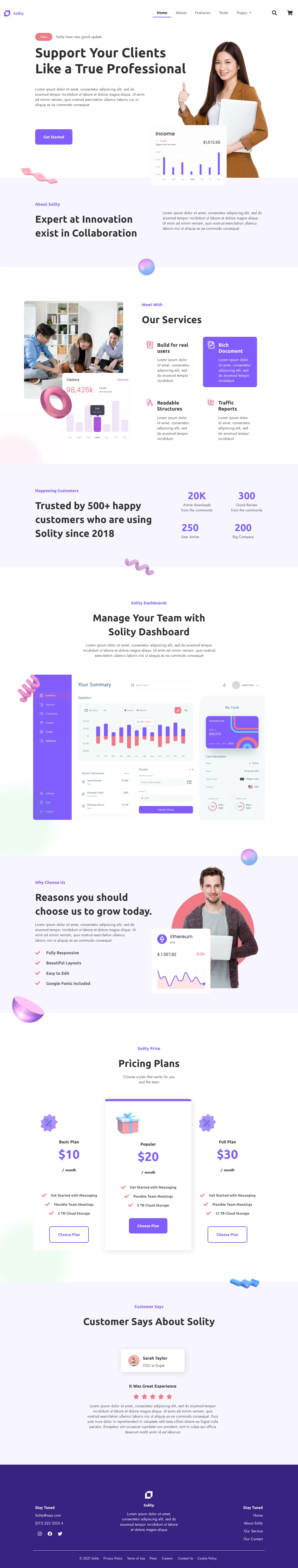 Mẫu website landing page phần mềm SaaS – Solity