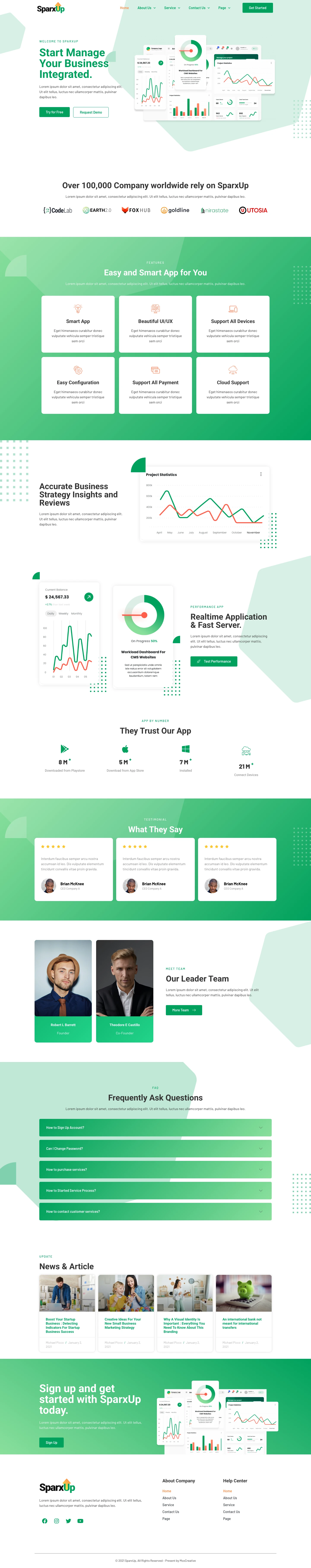 Mẫu website landing page phần mềm SaaS – SparxUp