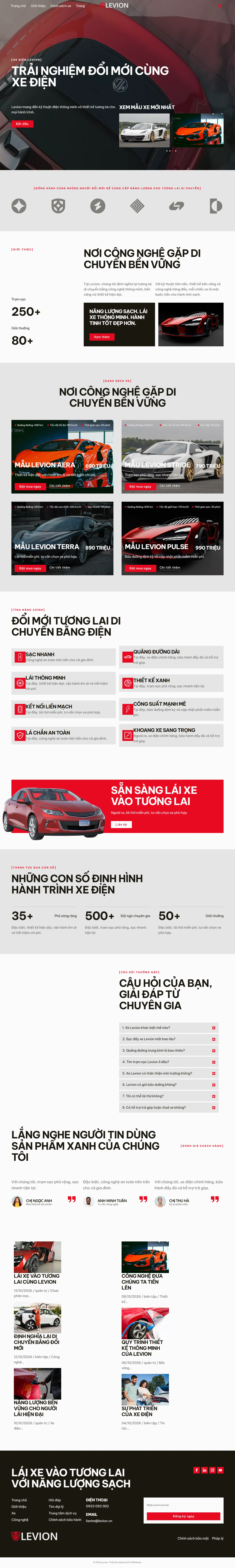 Mẫu website xe điện – trạm sạc – Levion
