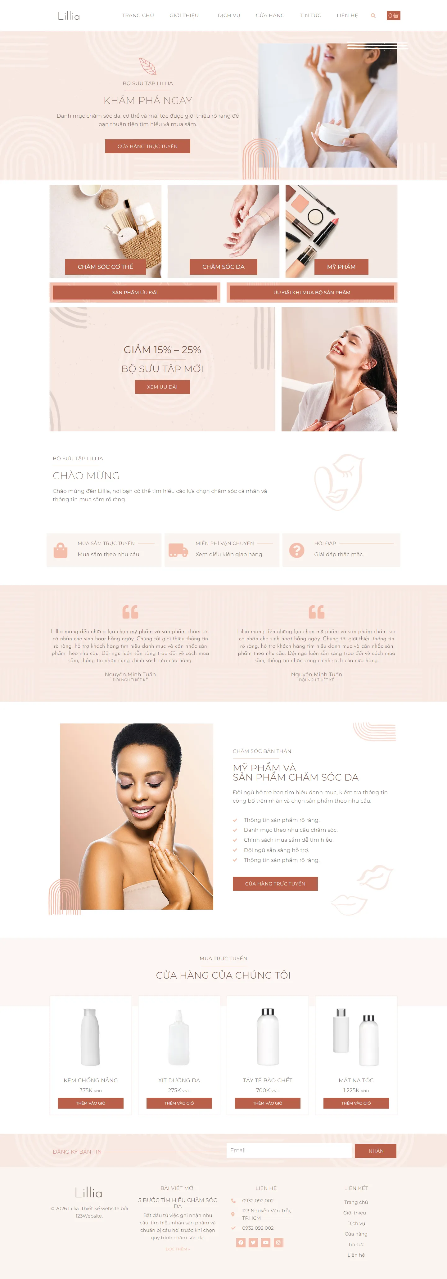 Mẫu website mỹ phẩm – Lillia
