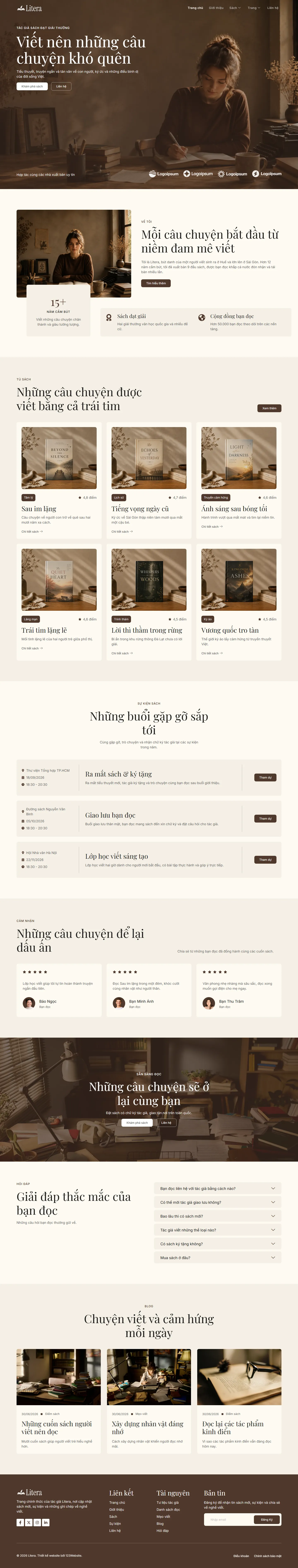 Mẫu website tác giả – sách – ebook – Litera
