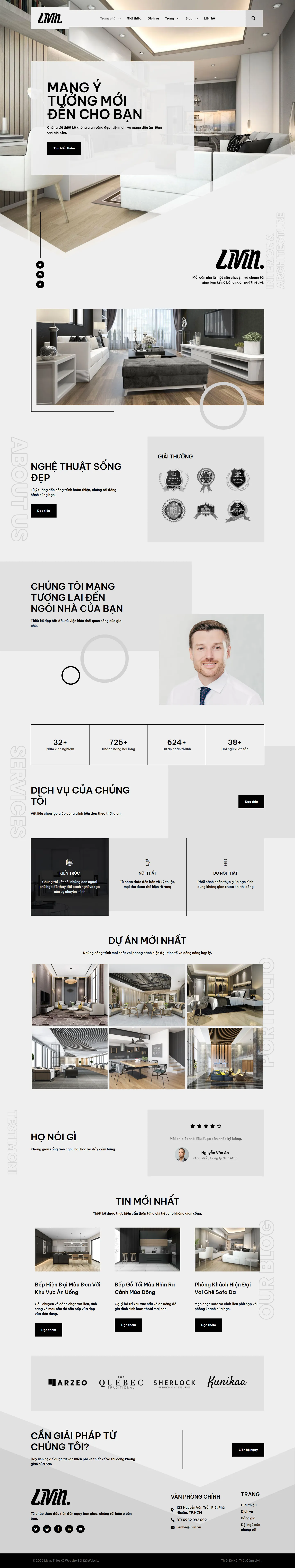 Mẫu website thiết kế nội thất – Livin