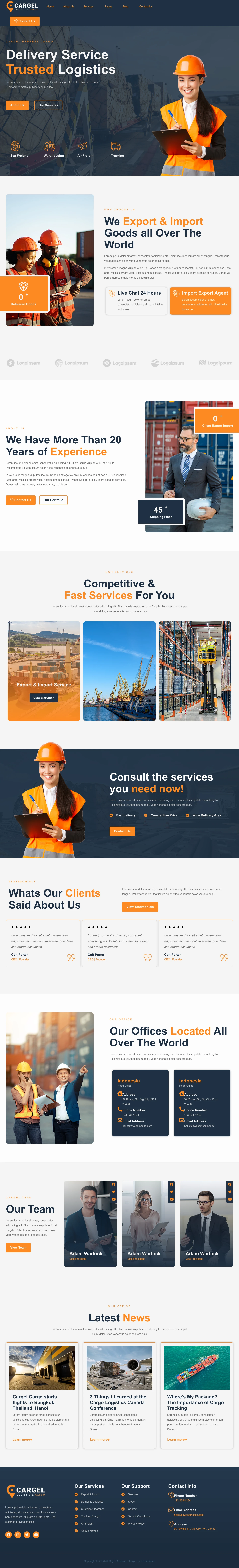 Mẫu website logistics – xuất nhập khẩu – Cargel