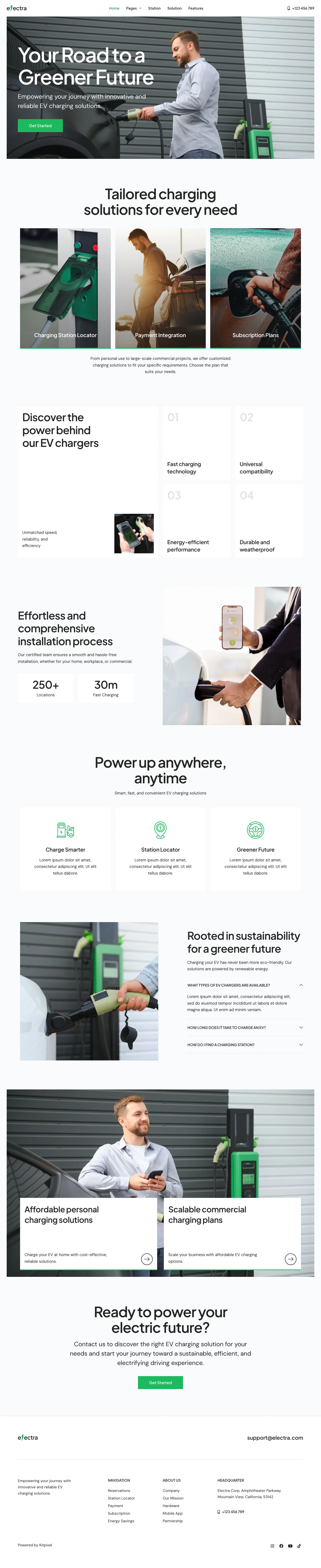 Mẫu website xe điện – trạm sạc – Electra
