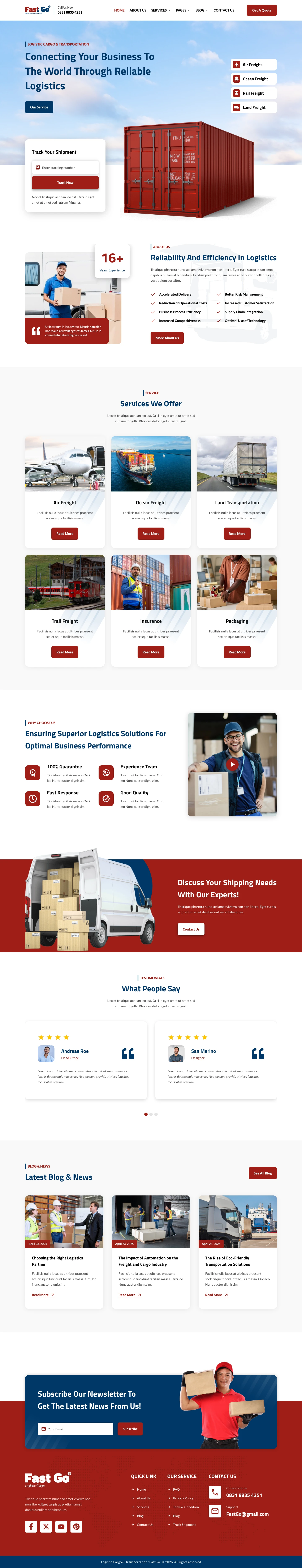 Mẫu website logistics – xuất nhập khẩu – FastGo