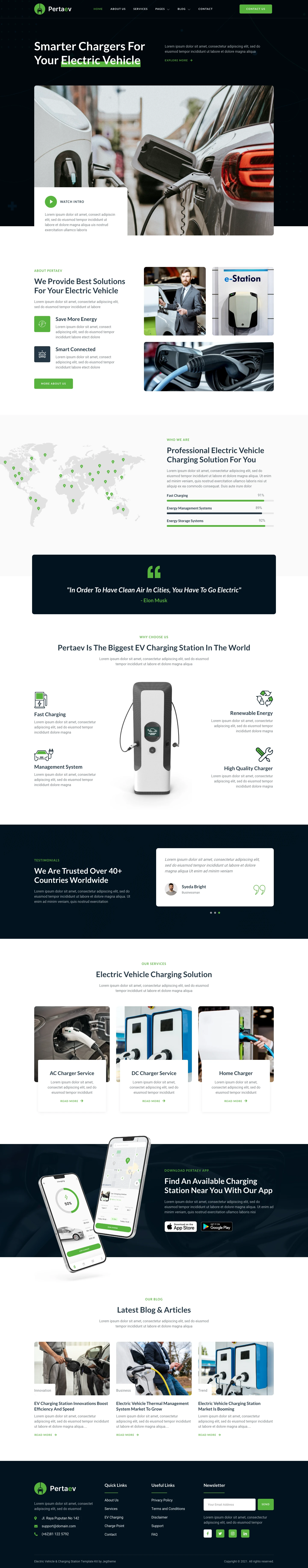 Mẫu website xe điện – trạm sạc – Pertaev