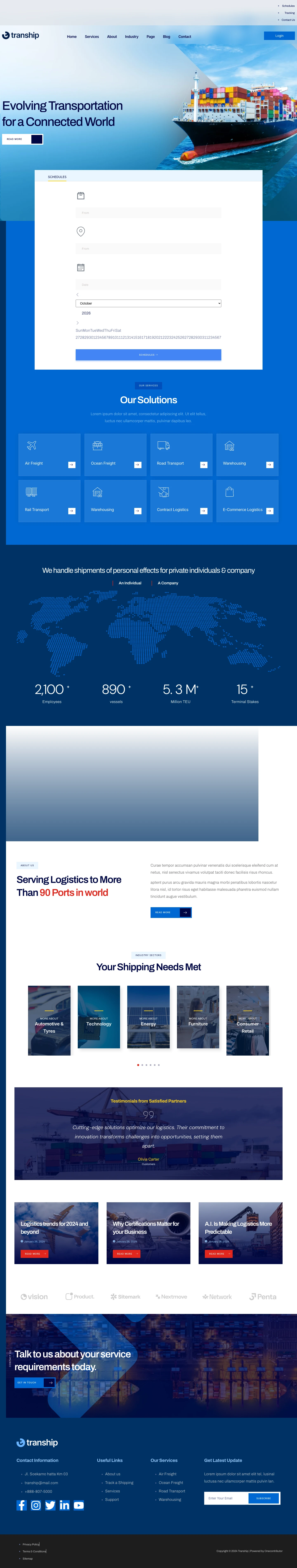 Mẫu website logistics – xuất nhập khẩu – Tranship