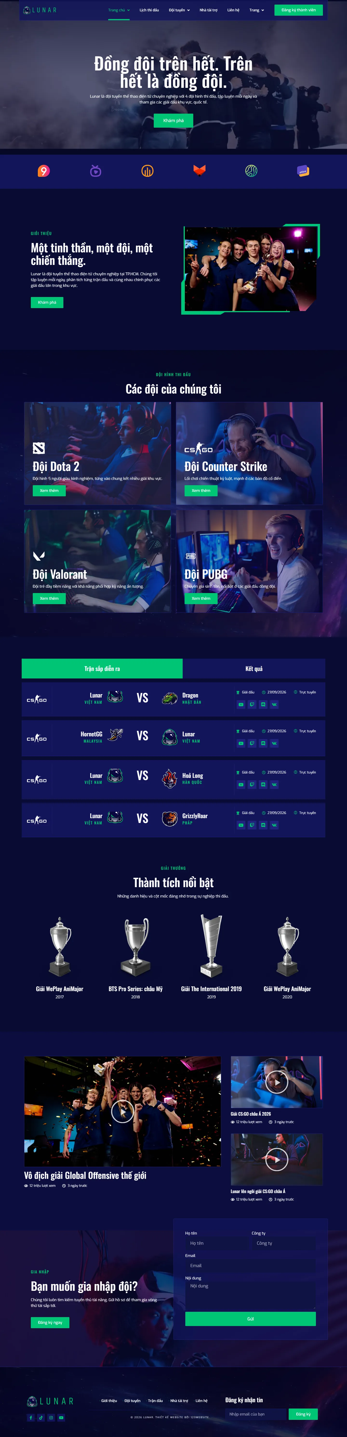 Mẫu website giới thiệu game – esports – Lunar