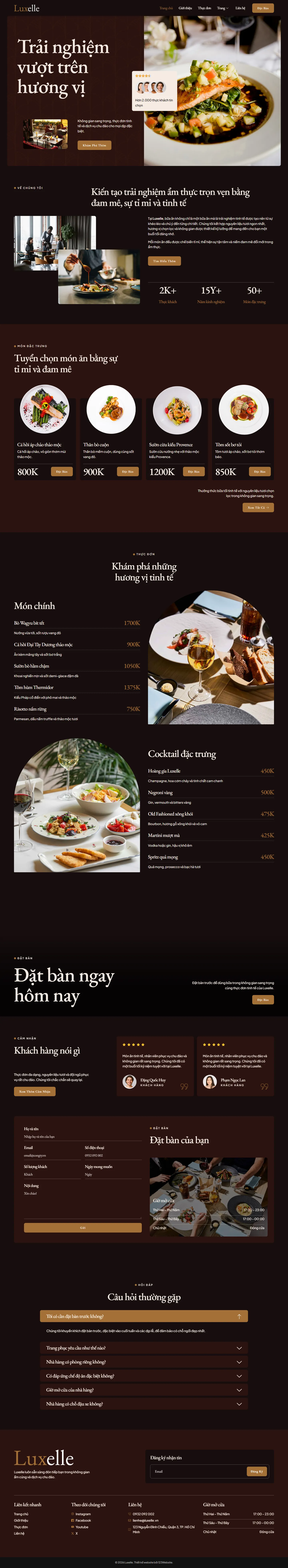 Mẫu website nhà hàng – Luxelle