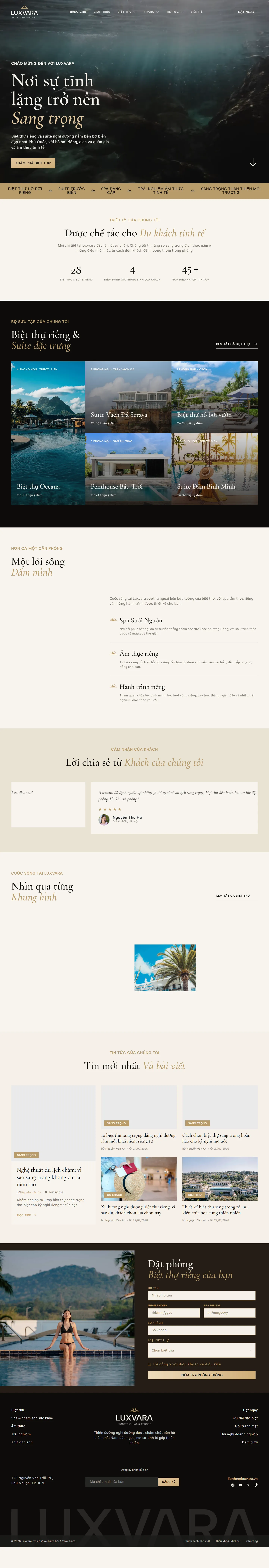Mẫu website homestay – villa – Luxvara