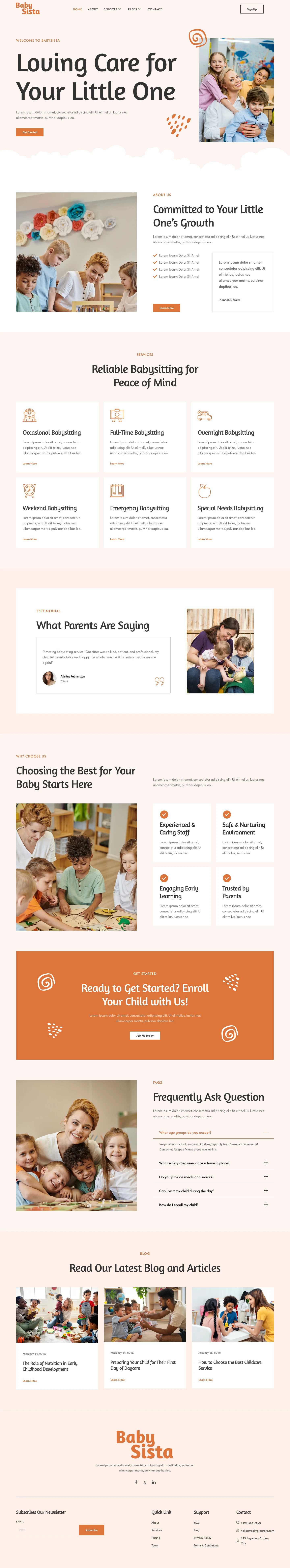 Mẫu website mầm non – Babysista