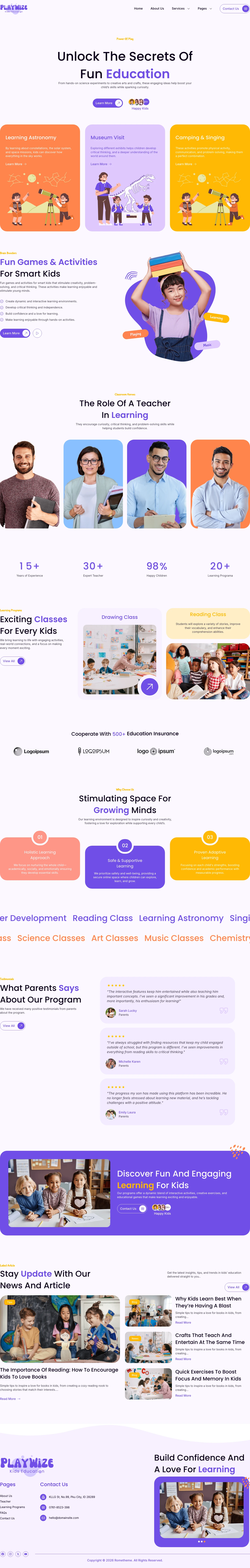 Mẫu website mầm non – Playwize