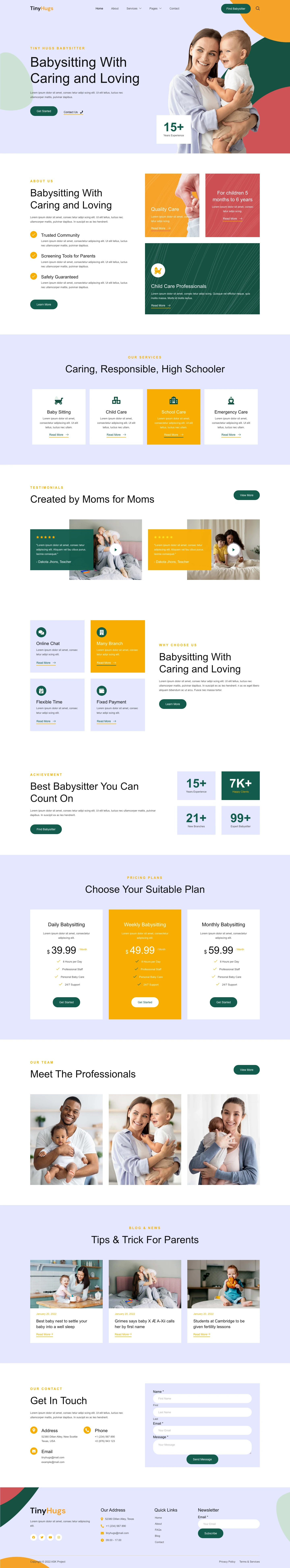 Mẫu website mầm non – Tiny Hugs