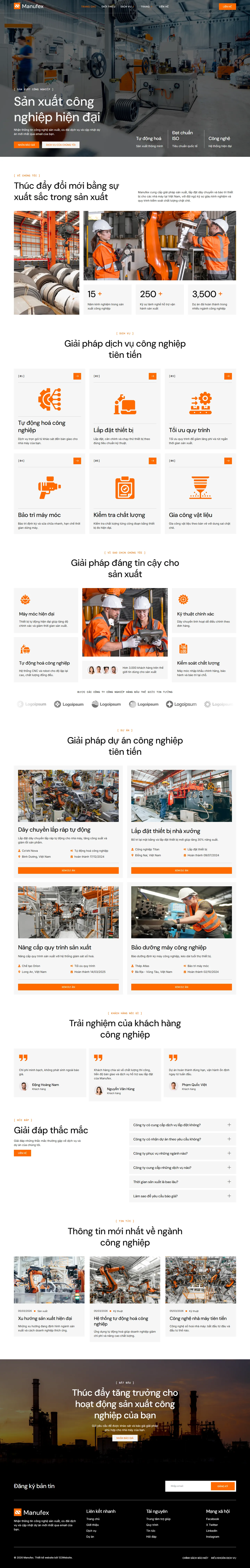 Mẫu website nhà máy sản xuất – Manufex