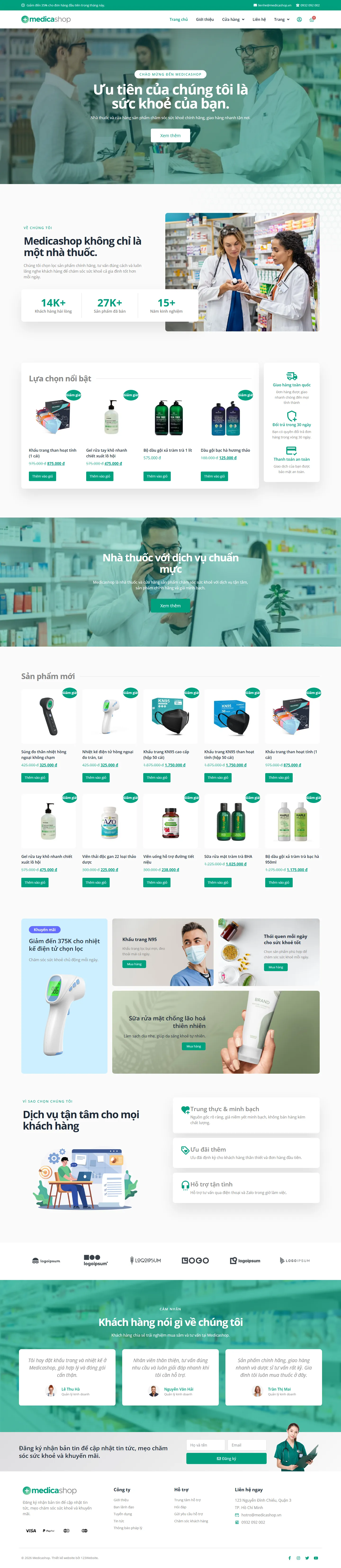 Mẫu website dược phẩm – MedicaShop