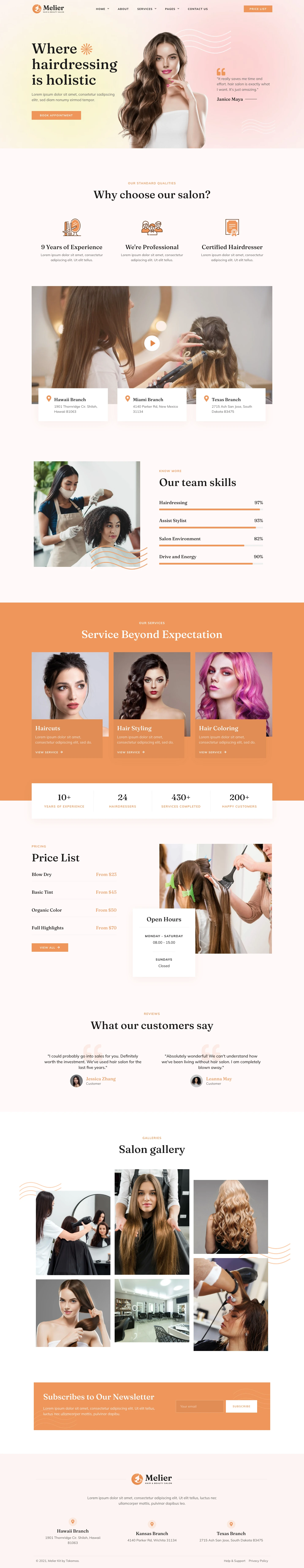 Mẫu website salon tóc – Melier
