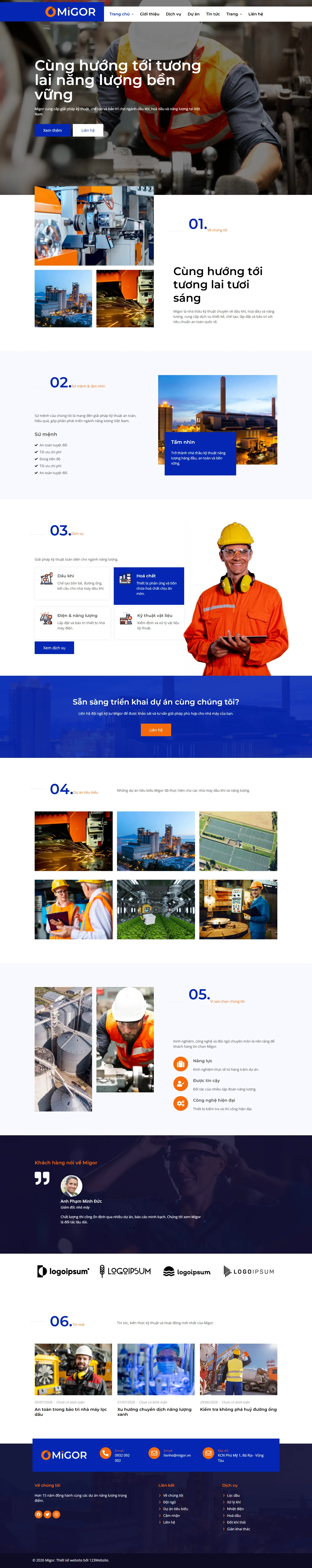 Mẫu website nhà máy sản xuất – Migor