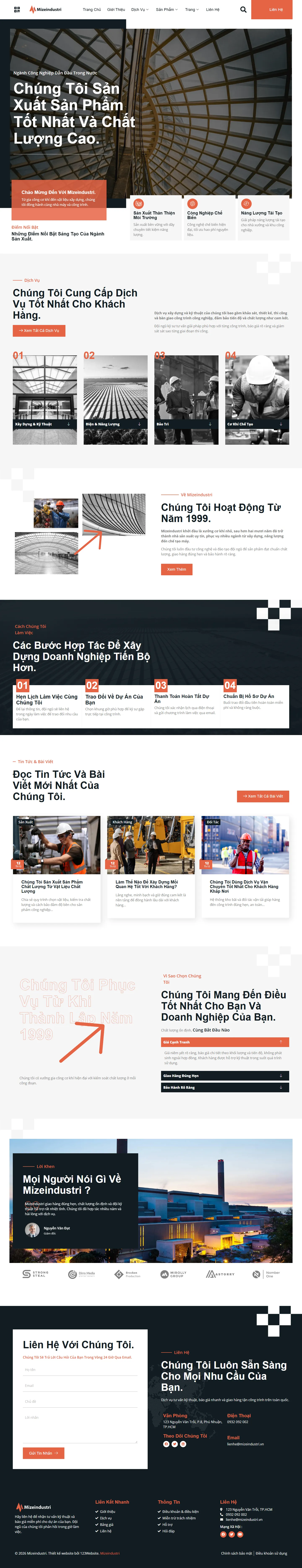 Mẫu website nhà máy sản xuất – Mizeindustri