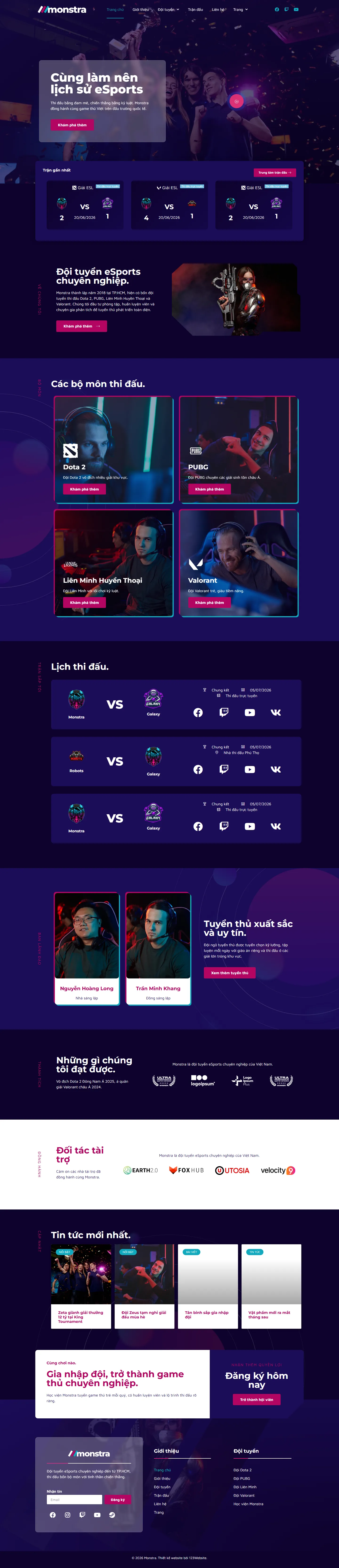Mẫu website giới thiệu game – esports – Monstra