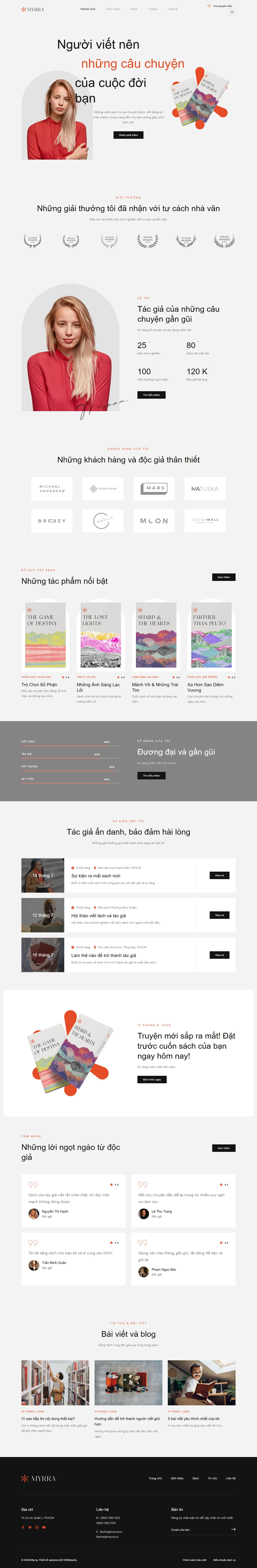 Mẫu website tác giả – sách – ebook – Myrra