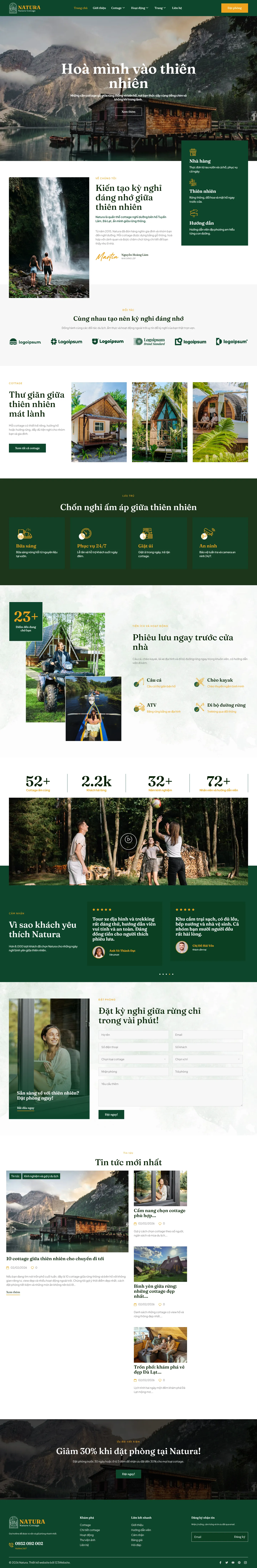 Mẫu website homestay – villa – Natura