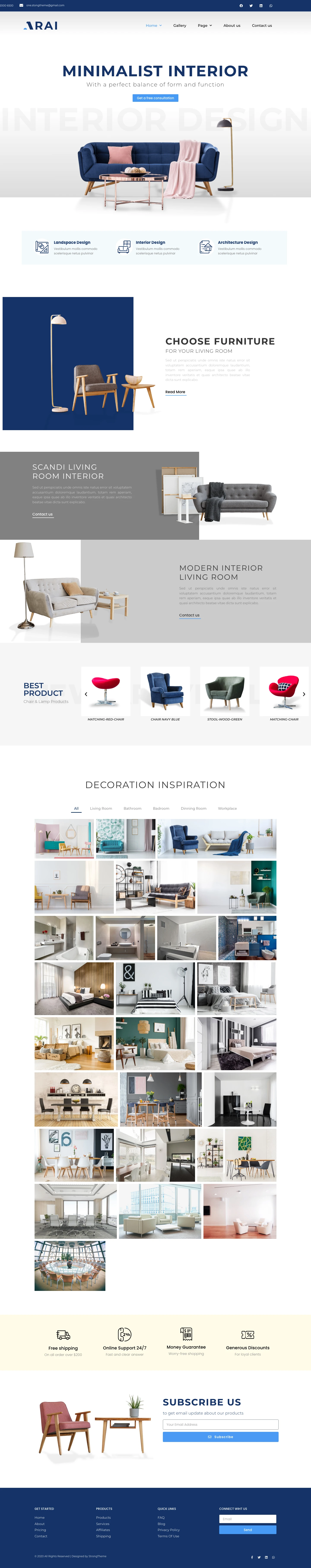 Mẫu website thiết kế nội thất – Arai