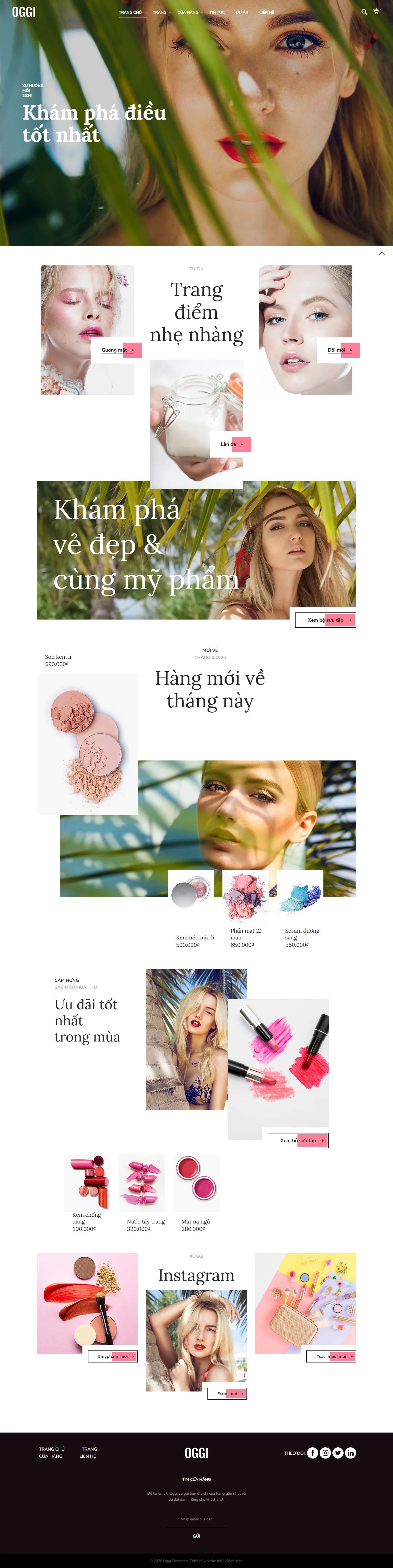 Mẫu website mỹ phẩm – Oggi Cosmetics