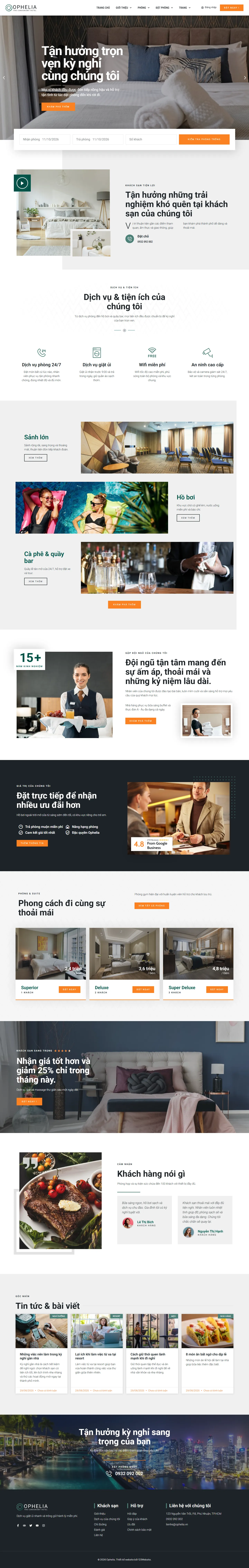 Mẫu website khách sạn – resort – Ophelia