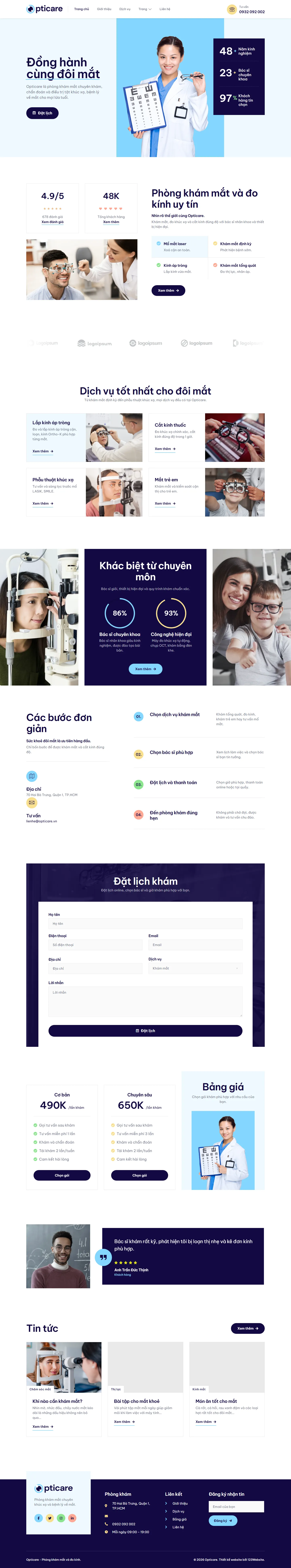 Mẫu website nhãn khoa – Opticare