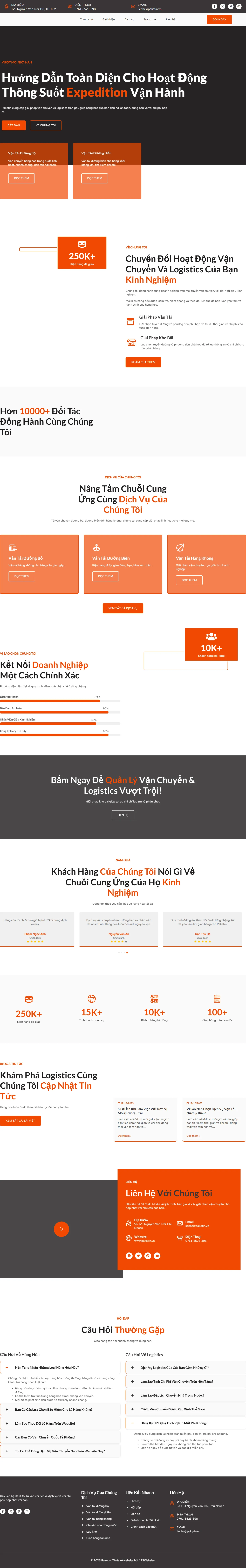 Mẫu website logistics – xuất nhập khẩu – Paketin