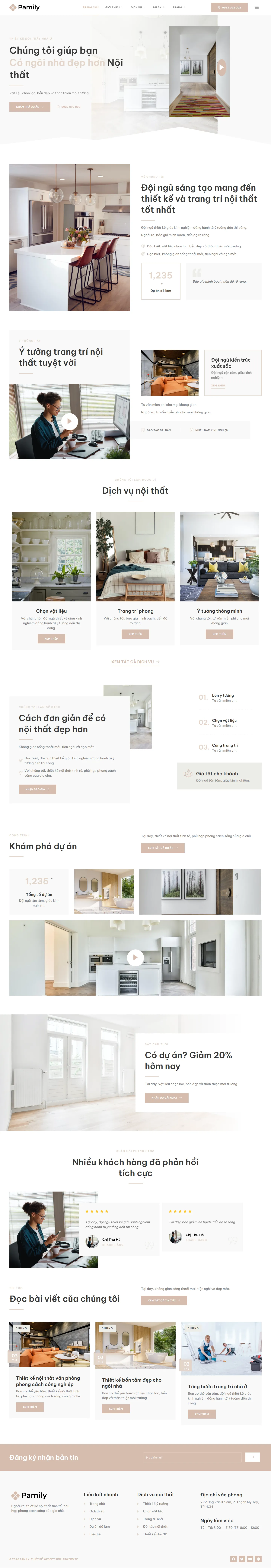 Mẫu website thiết kế nội thất – Pamily