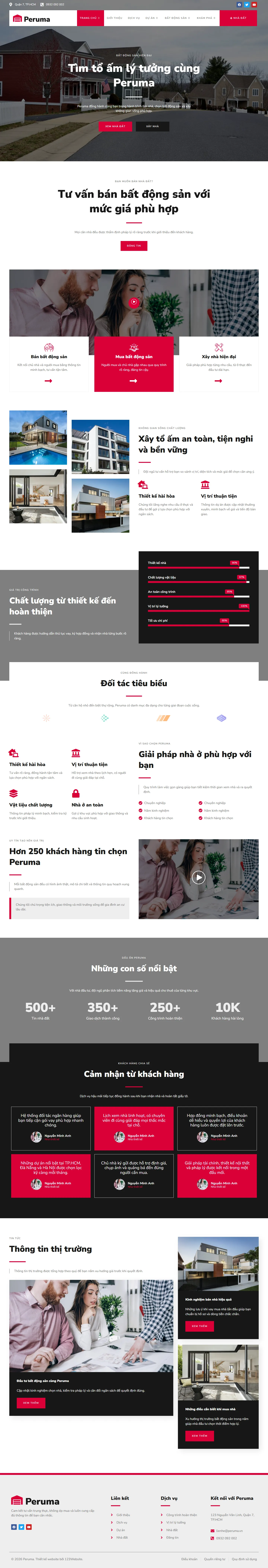 Mẫu website landing page bất động sản – Peruma