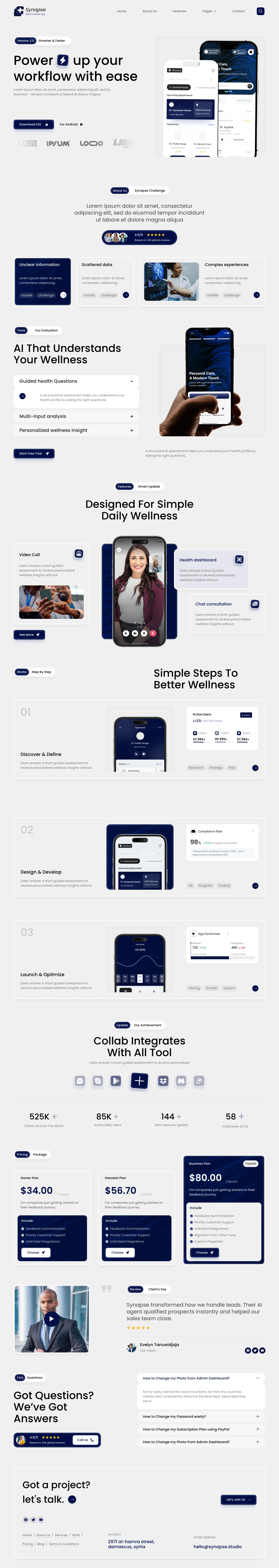 Mẫu website phần mềm – ứng dụng – Synapse