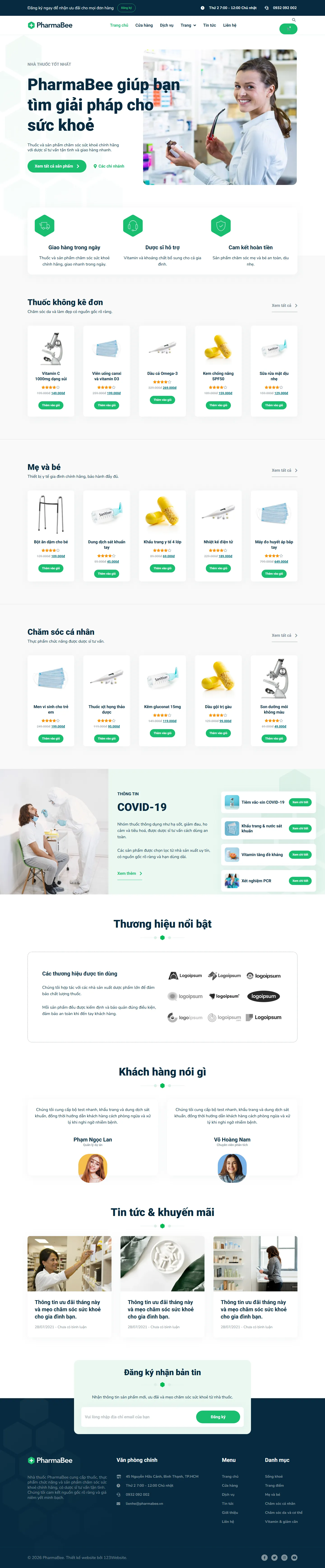 Mẫu website dược phẩm – PharmaBee