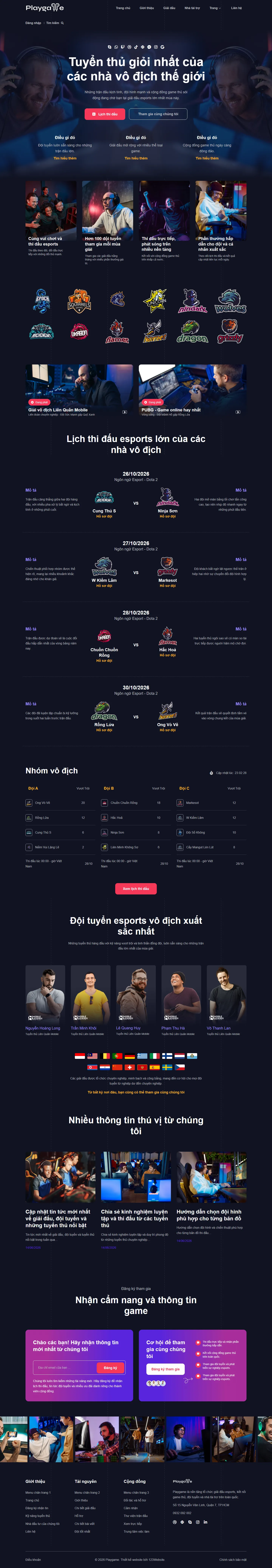 Mẫu website giới thiệu game – esports – Playgame