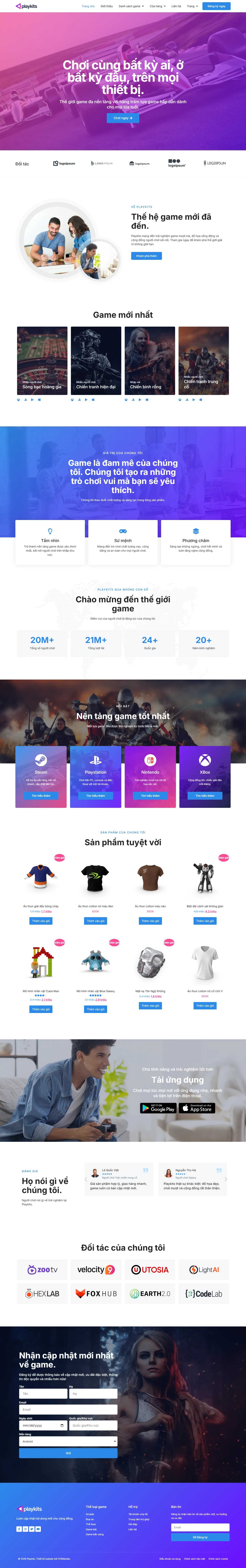 Mẫu website giới thiệu game – esports – Playkits
