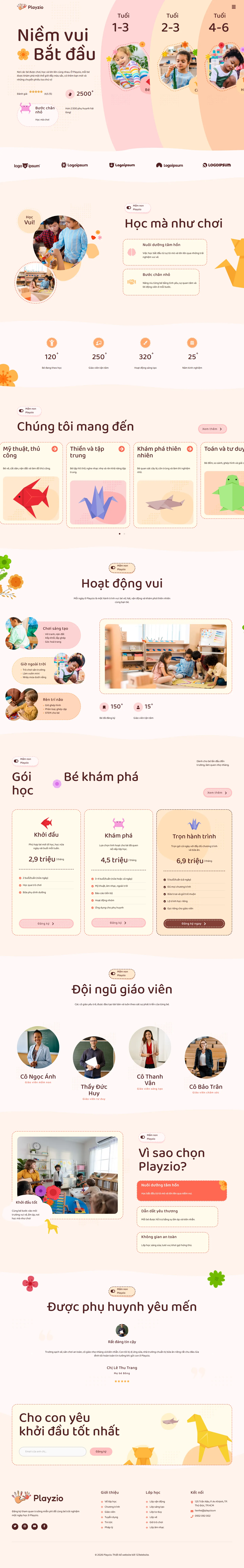 Mẫu website trường mẫu giáo – Playzio