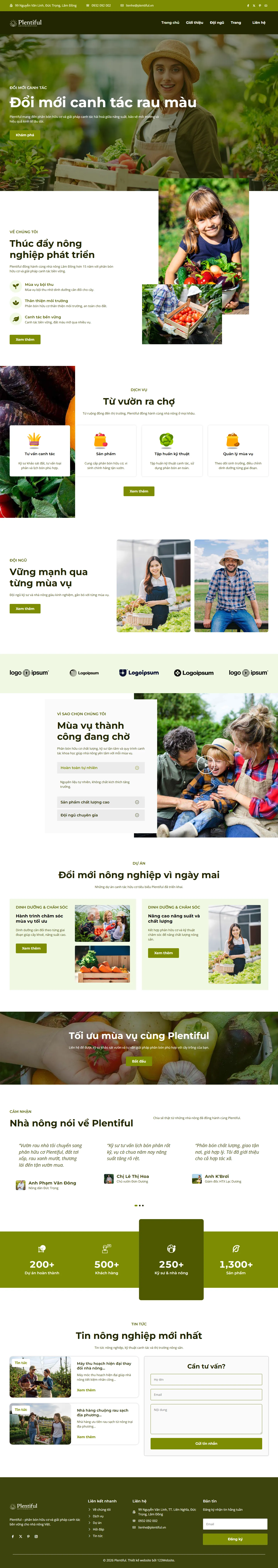 Mẫu website phân bón – Plentiful (bố cục nông nghiệp)