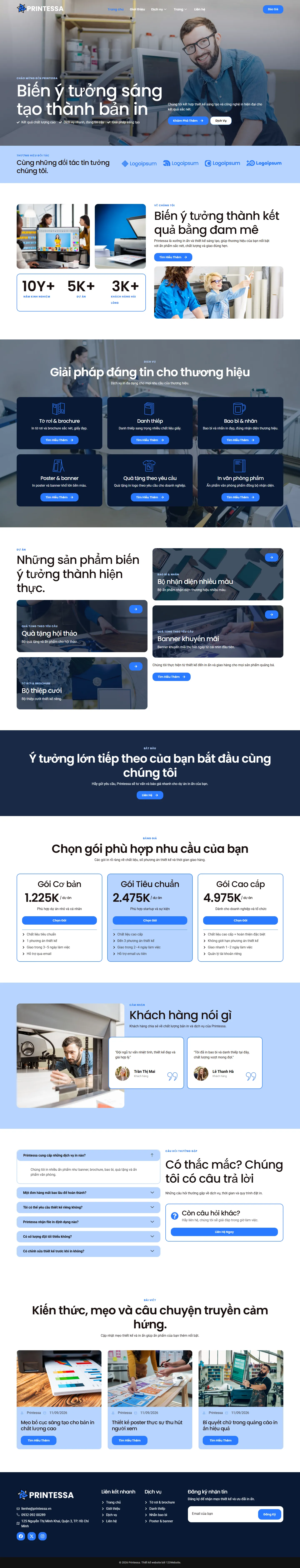 Mẫu website nhà máy sản xuất – Printesa