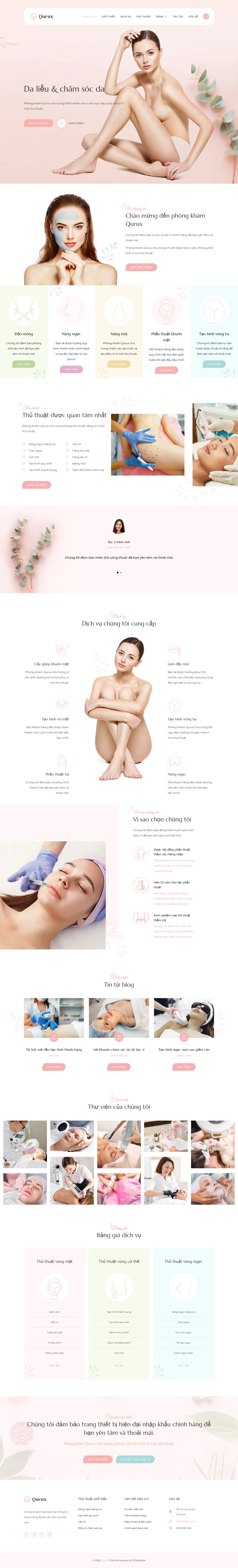 Mẫu website thẩm mỹ da liễu – Qurux