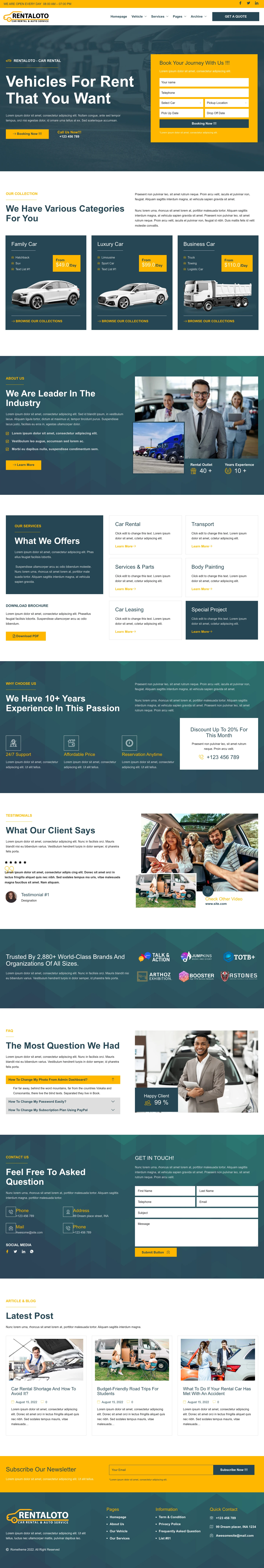 Mẫu website cho thuê xe – Rentaloto