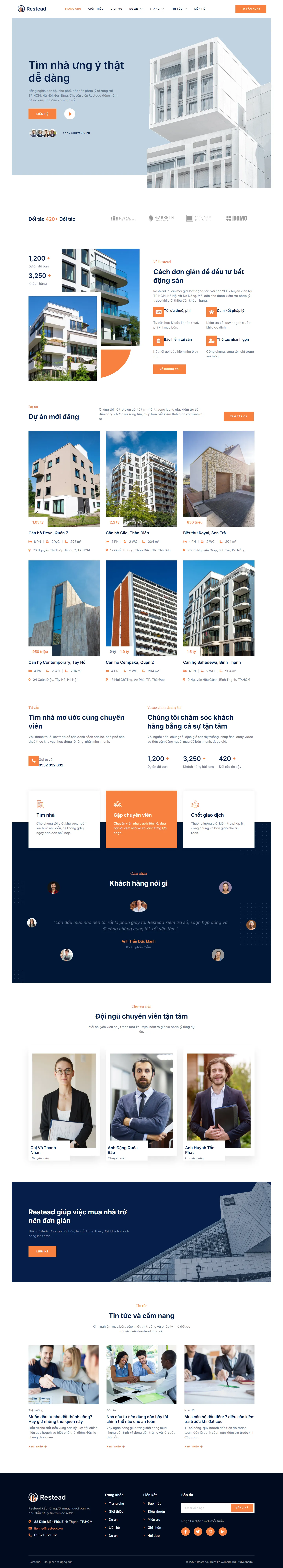 Mẫu website landing page bất động sản – Restead