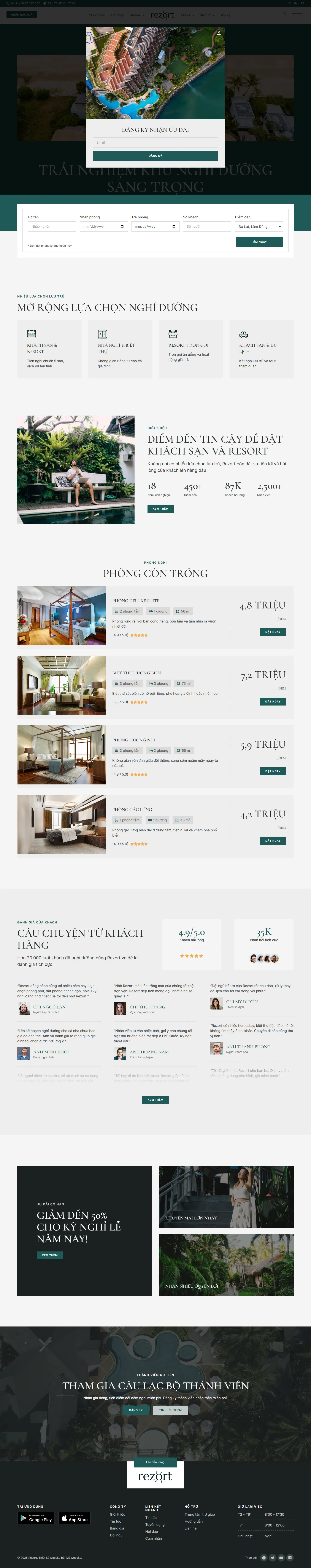 Mẫu website khách sạn – Rezort