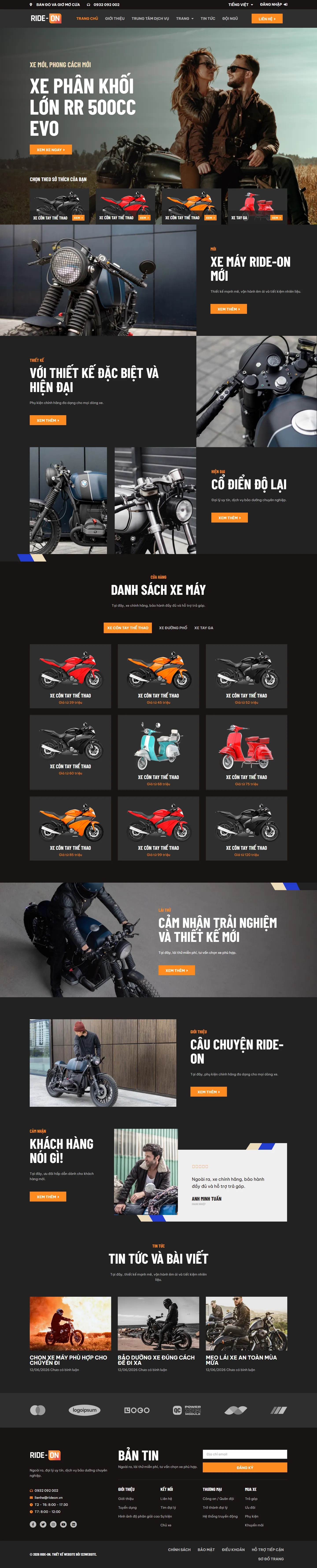 Mẫu website xe – Ride ON